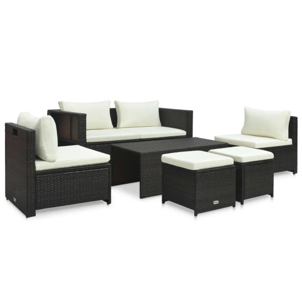 Set Mobilier De Grădină Cu Perne 6 Piese Maro Poliratan 47808